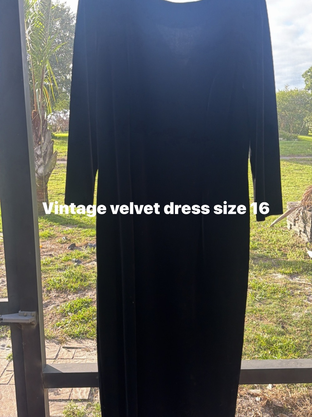 Black Velvet Long Sleeve Dress - Classic Women's Evening Dress